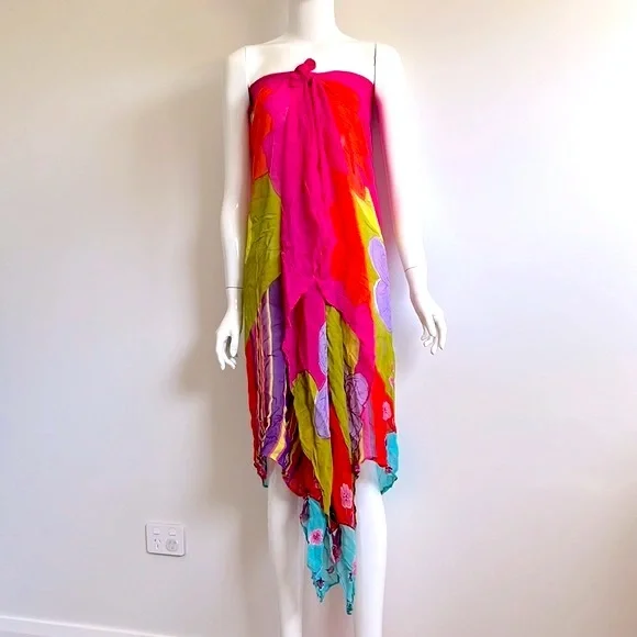 PAREO WRAP/SHAWL Spring Print. Versatile Shape Uses. Vibrant Colours - Picture 1 of 6